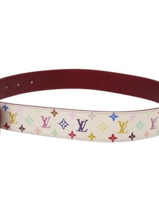 Share LOUIS VUITTON Multicolor Ceinture Carre LV Cut Belt White LV Auth 166023 main image 7